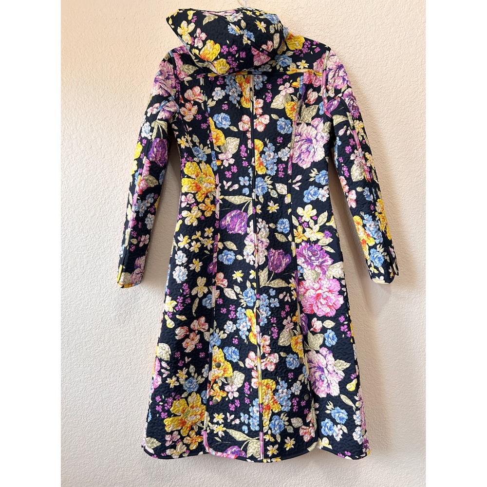 Neo Quilted Floral Maxi Coat Black Dark Floral Whimsigoth Hooded Jacket Cottage - Picture 2 of 16